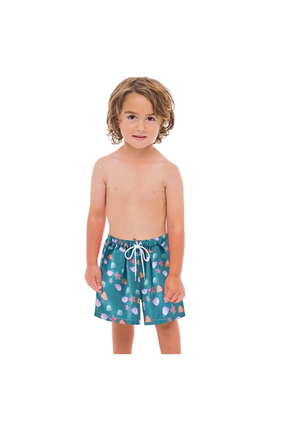 Boys Board Shorts Trendy Graphic Tie Front Adjustable Boyleg Shorts Beach Swim Trunks Casual Bathing Suit