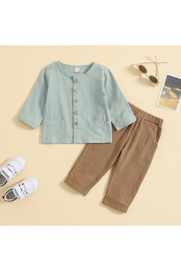 Boys Crewneck Sweatshirt And Pants 2 Piece Set Long Sleeve Solid Color Pattern Fall Winter Relaxed Lounge Clothes Set