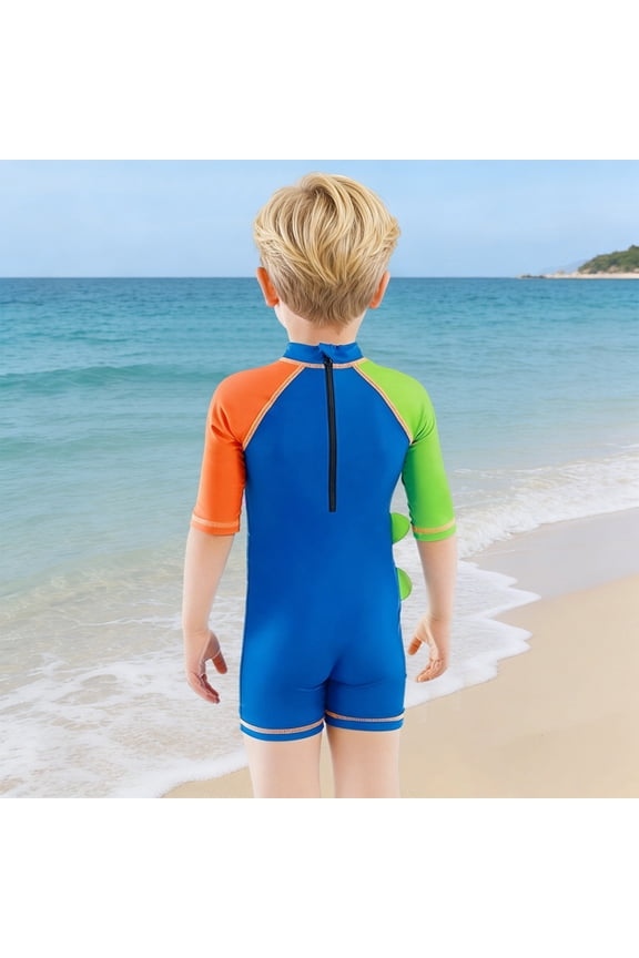 Boys One Piece Swimsuit Cartoon Graphic Swimwear Sun Protection Rash Guard Diving Suit Summer Pool Bathing Suit