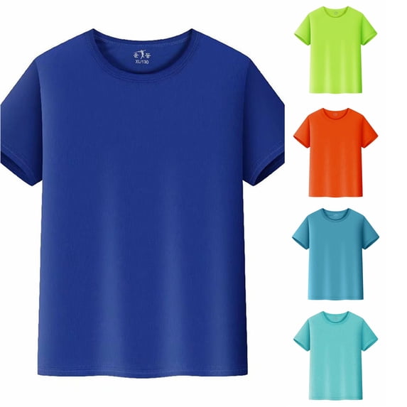 Trendfront Boys Solid Color T Shirts Crewneck Short Sleeve Classic Regular Fit Basic Tee Tops For Back To School Classroom Outfits
