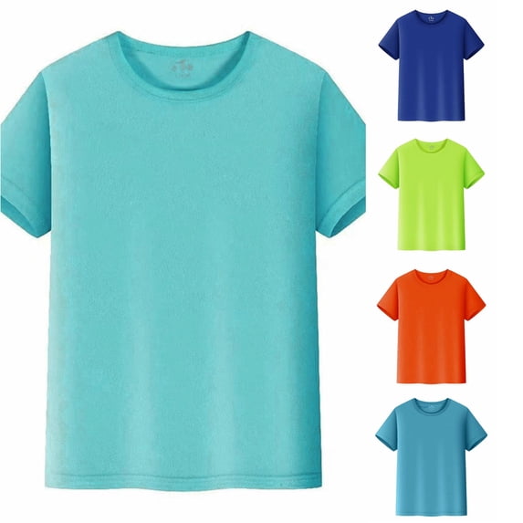Trendfront Boys Solid Color T Shirts Crewneck Short Sleeve Classic Regular Fit Basic Tee Tops For Back To School Classroom Outfits