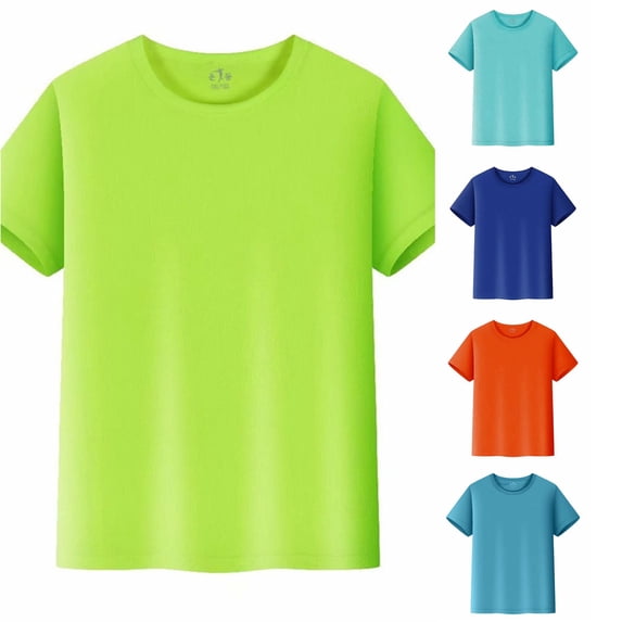 Trendfront Boys Solid Color T Shirts Crewneck Short Sleeve Classic Regular Fit Basic Tee Tops For Back To School Classroom Outfits