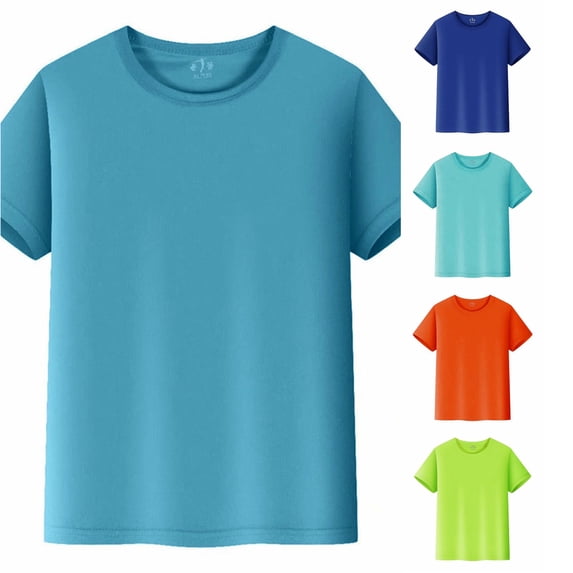 Trendfront Boys Solid Color T Shirts Crewneck Short Sleeve Classic Regular Fit Basic Tee Tops For Back To School Classroom Outfits