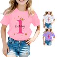 thumbnail image 1 of Trendfront Girls 1st Birthday Gift T Shirt One Year Retro Typography Crewneck Short Sleeve Tee Toddler Milestone Party Clothes, 1 of 4