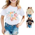 thumbnail image 1 of Trendfront Girls 4th Birthday Gift T Shirt Four Years Retro Letters Crewneck Short Sleeve Tee Toddler Bday Party Outing Top, 1 of 4