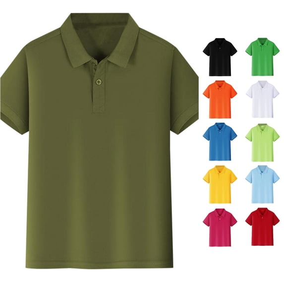 Trendfront Girls Back To School Polo Shirt Solid Color Collared Short Sleeve Button Placket Regular Fit Everyday School Uniform Top