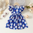 thumbnail image 1 of Trendfront Girls Baseball Print Dress for Girls Cartoon Graphic Flutter Sleeve Sleeveless Crewneck Casual Summer Sundress, 1 of 7