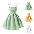 thumbnail image 1 of Trendfront Girls Cami Dress Square Neckline Sleeveless Solid Color Plain Sweet Chest Bowknot Lightweight Summer Sundress Wear, 1 of 6