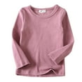 thumbnail image 1 of Trendfront Girls Candy Color Solid Plain T-Shirts Crew Neck Long Sleeve Tees Bottoming Layering Shirts Undershirt Tops, 1 of 2