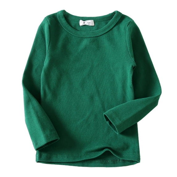 Trendfront Girls Candy Color Solid Plain T-Shirts Crew Neck Long Sleeve Tees Bottoming Layering Shirts Undershirt Tops
