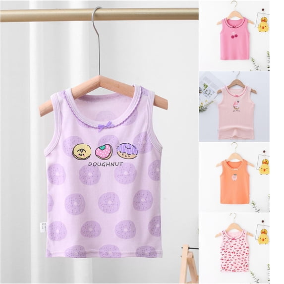 Trendfront Girls Cartoon Print Tank Top Crewneck Sleeveless Camisole Shirt Summer Cute Layering Style Fashion Tops