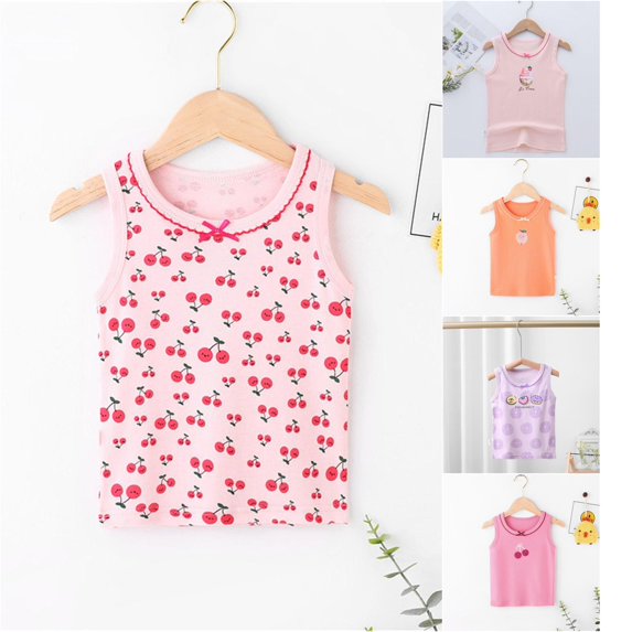 Trendfront Girls Cartoon Print Tank Top Crewneck Sleeveless Camisole Shirt Summer Cute Layering Style Fashion Tops