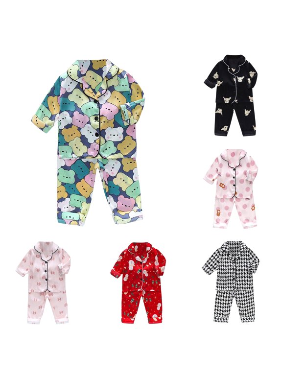 Girls Cartoon Printed Thermal Clothing Sets Long Sleeve 2 Piece Suit Crewneck Thic Top & Long Pants Lounge Wear Fall Winter Outfits