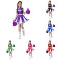 thumbnail image 1 of Trendfront Girls Cheerleader Graphic Print Outfit Set Crew Neck Sleeveless Top Summer 3 Piece Everyday Fashion Casual Kids Wear 2T-7T Clothes Set, 1 of 5