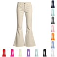 thumbnail image 1 of Trendfront Girls Classic Flare Leg Pants Button Zip Closure Mid Rise Belt Loop Design Full Length Casual School Outfit Bottoms, 1 of 5