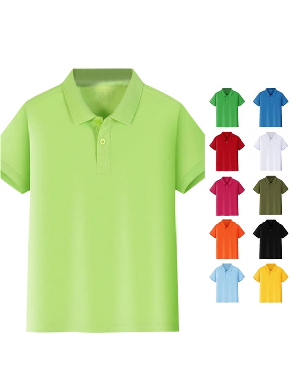Girls Classic School Uniform Polo Shirt Short Sleeve Collared Button Front Solid Color Casual Back To School Classroom Top