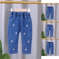 thumbnail image 1 of Trendfront Girls Denim Jeans 2026 Oversized Embroidered Washed Distressed Multi Pockets Embroidered Pants Fashionable Kids Wide Leg Trousers, 1 of 9