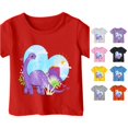 thumbnail image 1 of Trendfront Girls Dino Tees Crewneck Cartoon Dinosaur Heart Print Short Sleeve T-Shirts Summer Cute Clothing Outfits Pullover Everyday Wear, 1 of 3