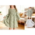 thumbnail image 1 of Trendfront Girls Dress Square Neck Lantern Sleeve Ruffled Lace A-Line Gown High Waist Flowy Party Dress for Kids 3-14Y, 1 of 4