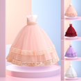 thumbnail image 1 of Trendfront Girls Elegant Gown Dress for Girls Crewneck Sleeveless Solid Color Textured Pattern Princess Formal Birthday Party Wear, 1 of 10