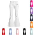 thumbnail image 1 of Trendfront Girls Flare Pants Good Letter Graphic Button Waist Belt Loops Pocket Detail Casual Bell Bottoms, 1 of 5