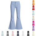 thumbnail image 1 of Trendfront Girls Flare Pants Mid Rise Button Zip Fly Belt Loops Front Pockets Full Length Trendy Casual Back To School Bottoms, 1 of 6