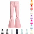 thumbnail image 1 of Trendfront Girls Flare Pants Mid Rise Button Zip Fly Belt Loops Front Pockets Full Length Trendy Casual Back To School Bottoms, 1 of 6