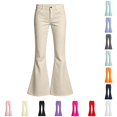 thumbnail image 1 of Trendfront Girls Flare Pants Mid Rise Button Zip Fly Belt Loops Front Pockets Full Length Trendy Casual Back To School Bottoms, 1 of 6