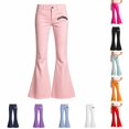 thumbnail image 1 of Trendfront Girls Flared Pants California Letter Print Button Waist Belt Loops Casual Bell Bottom Trousers, 1 of 5