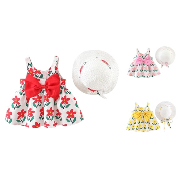 Trendfront Girls Floral Graphic Print Outfit Set Square Neck Sleeveless Top Summer 2 Piece Summer Daily Wear 2T-7T Clothes Set
