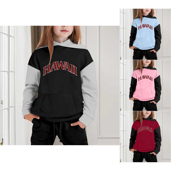 Trendfront Girls Graphic Print Outfit Set Hooded Long Sleeve Top Summer 2 Piece Daily Casual Outfit Kids Wear 2T-7T Clothes Set