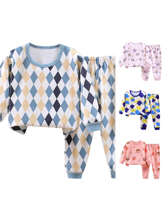 Girls Graphic Print Thermal Clothing Sets Long Sleeve 2 Piece Suit Crewneck Thic Top & Long Pants Lounge Wear Fall Winter Outfits