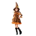 thumbnail image 1 of Trendfront Girls Halloween Scarecrow Costume Patchwork Dress Fringe Trim With Hat Neck Accessory And Waist Ties 5 Piece Outfit, 1 of 9