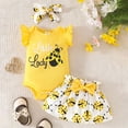 thumbnail image 1 of Trendfront Girls Ladybug Print Outfit Set Crew Neck Short Sleeve Top Summer 3 Piece With Skirt And Headband Bundle Infant Ages 0-18M Holiday Set Clothes Set, 1 of 6