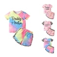 thumbnail image 1 of Trendfront Girls Letter Graphic Print Outfit Set Crew Neck Short Sleeve Top Summer 2 Piece Everyday Fashion Casual Kids Wear 2T-7T Clothes Set, 1 of 7