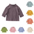 thumbnail image 1 of Trendfront Girls Mock Neck Top Small Collar Graphic Long Sleeves Plain Everyday Casual Layering Shirt Tee, 1 of 4