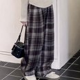 thumbnail image 1 of Trendfront Girls Plaid Pants Summer Checked Pattern Oversized Loose Fit Wide Leg Slacks Comfortable Lightweight Breathable Kids Casual Trousers Age 6-16Y, 1 of 6