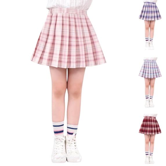 Trendfront Girls Plaid Pleated Skirt Mini Sleeveless High Waist Toddler School Uniform Skirt Little Kids Casual Outfits