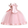 thumbnail image 1 of Trendfront Girls Princess Dress Crew Neck Sleeveless Off Shoulder Sweet Bowknot Elegant Birthday Party Pageant Stage Gown, 1 of 6