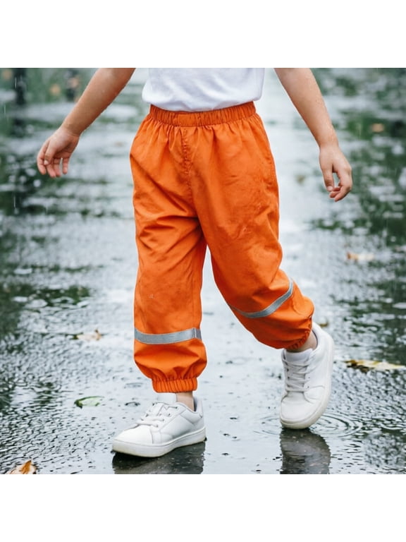 Girls Rain Pants Waterproof Rainproof Protective Gear Design Storm Trousers Thin Lightweight Soft Durable Kids Active Long Trousers 2-12Y