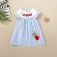 thumbnail image 1 of Trendfront Girls School Supplies Dress Crewneck Short Sleeve Smocked Dress Apple Pencil Embroidery Back To School Classroom Outfit Casual, 1 of 6