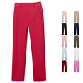 thumbnail image 1 of Trendfront Girls School Uniform Straight Leg Pants Mid Rise Button Zip Fly Belt Loops Slant Pockets Full Length Back To School Bottoms, 1 of 7