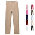 thumbnail image 1 of Trendfront Girls School Uniform Straight Leg Pants Mid Rise Button Zip Fly Belt Loops Slant Pockets Full Length Back To School Bottoms, 1 of 7