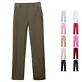 thumbnail image 1 of Trendfront Girls School Uniform Straight Leg Pants Mid Rise Button Zip Fly Belt Loops Slant Pockets Full Length Back To School Bottoms, 1 of 7