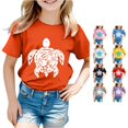 thumbnail image 1 of Trendfront Girls Sea Turtle Graphic T Shirts Crewneck Short Sleeve Floral Turtle Ocean Animal Print Casual Summer Tee Tops, 1 of 4