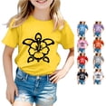 thumbnail image 1 of Trendfront Girls Sea Turtle Hibiscus Flower T Shirt Minimalist Tropical Print Crewneck Short Sleeve Tee Ocean Beach Vacation Clothes Surfing Summer Top, 1 of 4