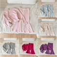 thumbnail image 1 of Trendfront Girls Solid Color Outfit Set Crew Neck Long Sleeve Shirt Summer 2 Piece Casual Fashion Flare Pants Set for Girls 2-10 Years Clothes Set, 1 of 9