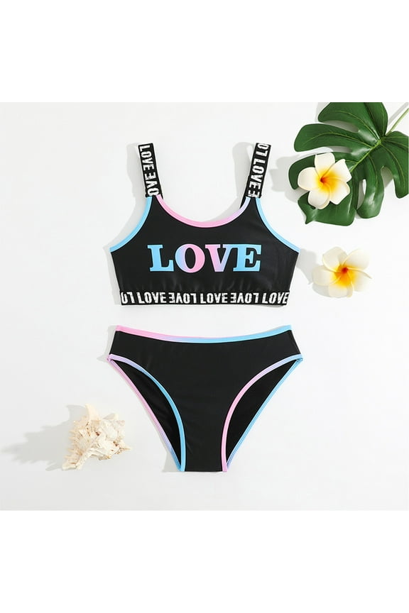 Girls Swimsuit 1 Piece Bathing Suit Ruffle Flounce Accent Solid Color Tummy Slenderizing Effect Fit Swimwear