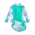 thumbnail image 1 of Trendfront Girls Swimsuit 2 Piece Bathing Suit Rainbow Pattern Rash Guard Separate Skirt Bottoms Swimwear, 1 of 3