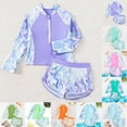 thumbnail image 1 of Trendfront Girls Swimsuit 2 Piece Bathing Suit Rainbow Pattern Rash Guard Separate Skirt Bottoms Swimwear, 1 of 4